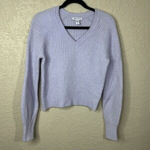 Athleta Merino Wool Blend V-Neck Sweater Women's Small Lavender Athleisure Sport